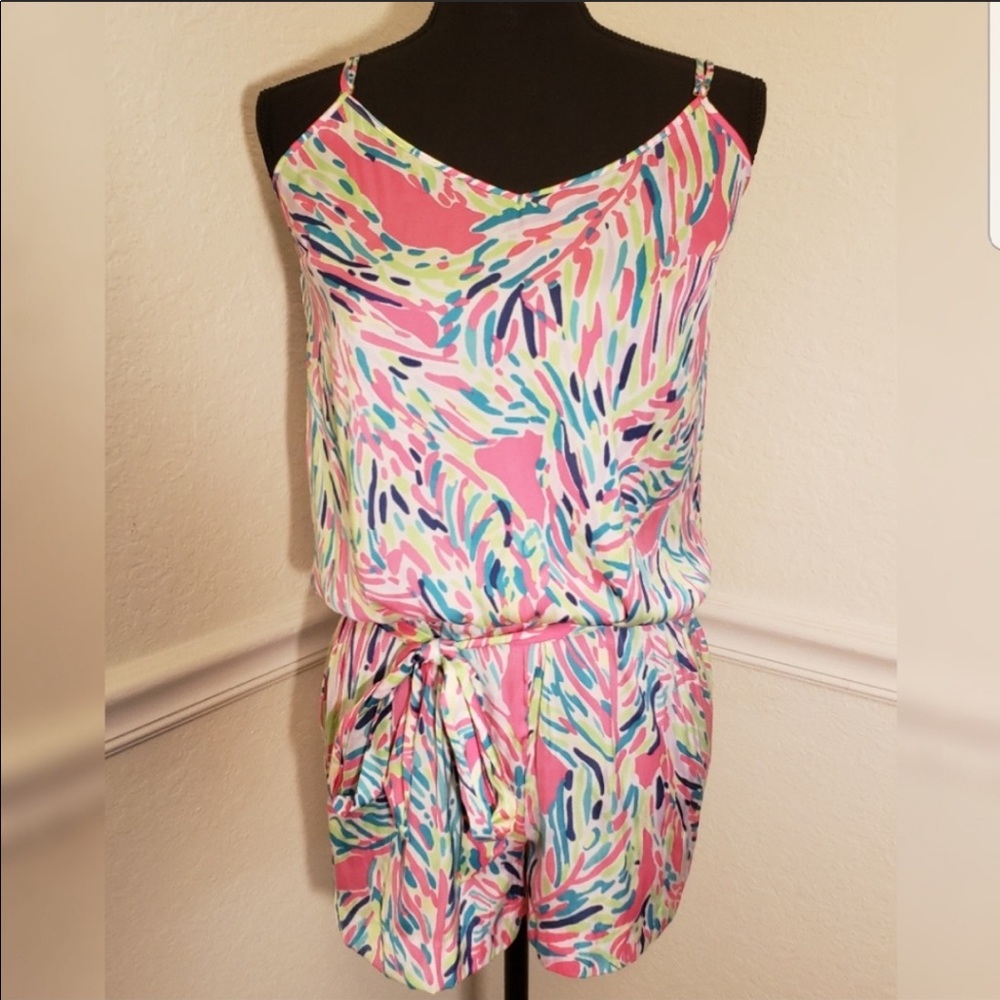 Lilly Pulitzer Romper - pink, green, blue, white